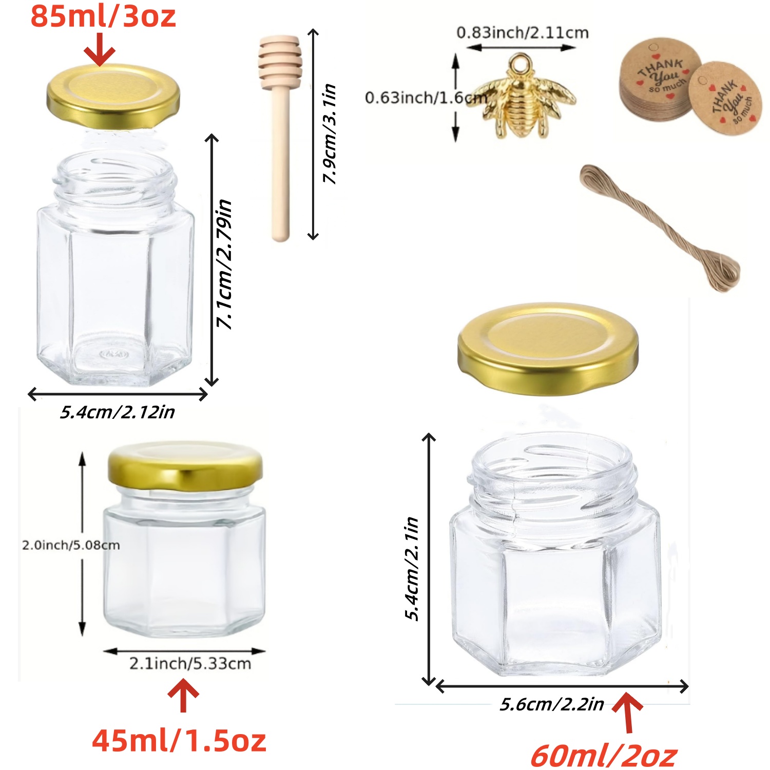 12/20/30/50/60Pcs-Mini Honey J - Baby Food Jars With Lids 评论和价格
